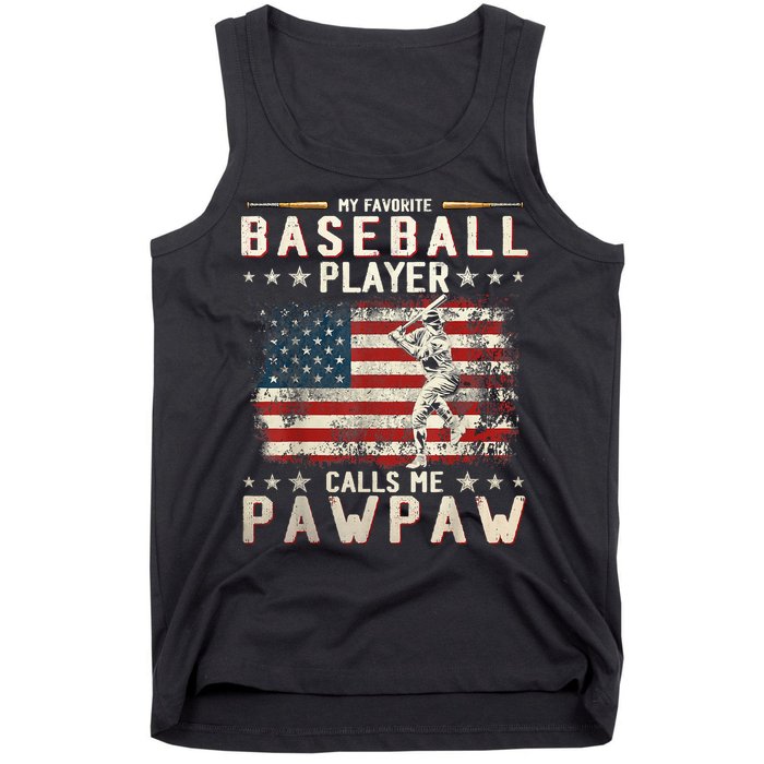 My Favorite Baseball Player Calls Me Pawpaw Flag Father Day Tank Top