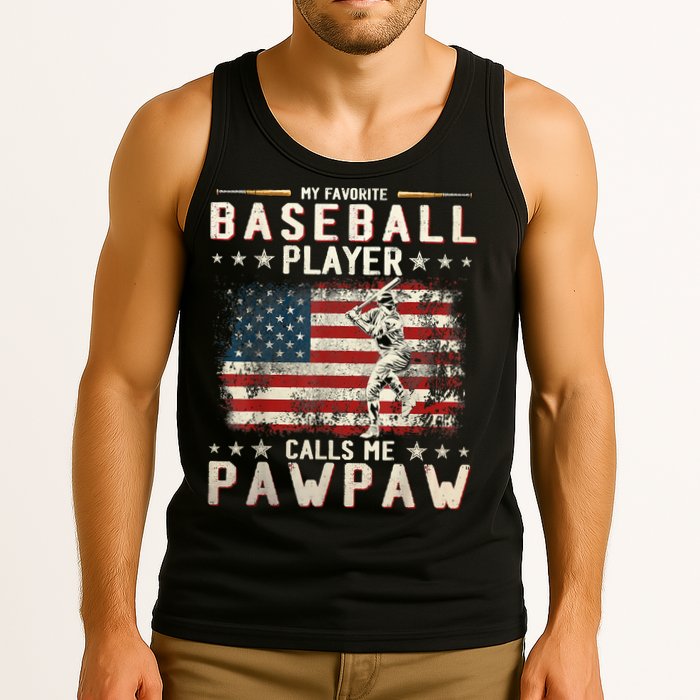 My Favorite Baseball Player Calls Me Pawpaw Flag Father Day Tank Top