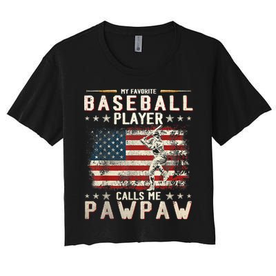 My Favorite Baseball Player Calls Me Pawpaw Flag Father Day Crop Top