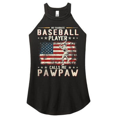 My Favorite Baseball Player Calls Me Pawpaw Flag Father Day Women's Perfect Tri Rocker Tank