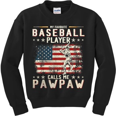 My Favorite Baseball Player Calls Me Pawpaw Flag Father Day Kids Sweatshirt