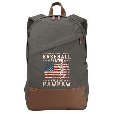 My Favorite Baseball Player Calls Me Pawpaw Flag Father Day Cotton Canvas Backpack