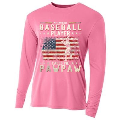 My Favorite Baseball Player Calls Me Pawpaw Flag Father Day Cooling Performance Long Sleeve Crew