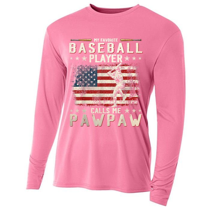 My Favorite Baseball Player Calls Me Pawpaw Flag Father Day Cooling Performance Long Sleeve Crew