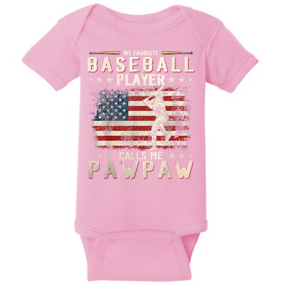 My Favorite Baseball Player Calls Me Pawpaw Flag Father Day Baby Bodysuit
