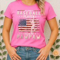 My Favorite Baseball Player Calls Me Pawpaw Flag Father Day Womens T-Shirt