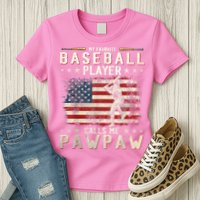 My Favorite Baseball Player Calls Me Pawpaw Flag Father Day Womens T-Shirt