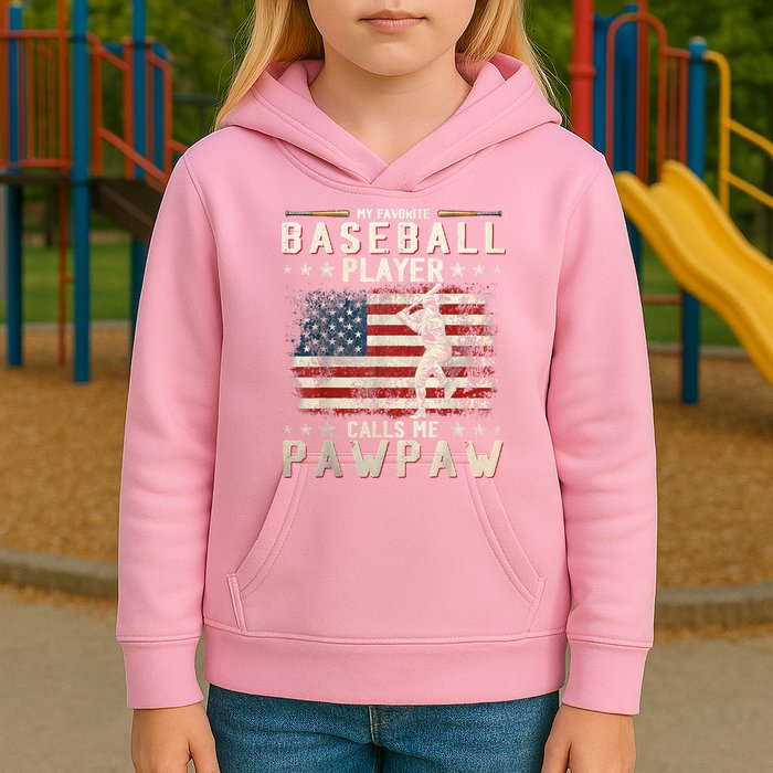My Favorite Baseball Player Calls Me Pawpaw Flag Father Day Kids Hoodie