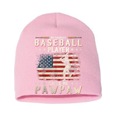 My Favorite Baseball Player Calls Me Pawpaw Flag Father Day Short Acrylic Beanie