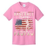 My Favorite Baseball Player Calls Me Pawpaw Flag Father Day Kids T-Shirt
