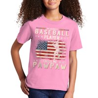 My Favorite Baseball Player Calls Me Pawpaw Flag Father Day Kids T-Shirt