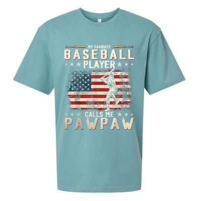 My Favorite Baseball Player Calls Me Pawpaw Flag Father Day Sueded Cloud Jersey T-Shirt
