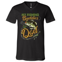 My Fishing Buddies Call Me Dad Father Day Birthday Christmas Gift V-Neck T-Shirt