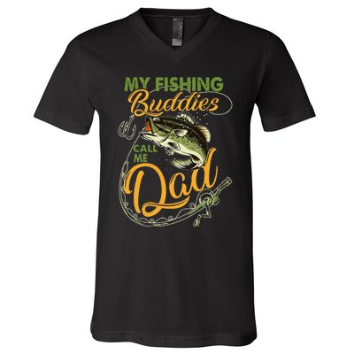 My Fishing Buddies Call Me Dad Father Day Birthday Christmas Gift V-Neck T-Shirt