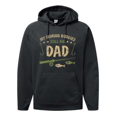 My Fishing Buddies Call Me Dad Father Day Birthday Christmas Performance Fleece Hoodie