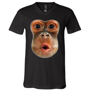 Monkey Face Breath Funny V-Neck T-Shirt