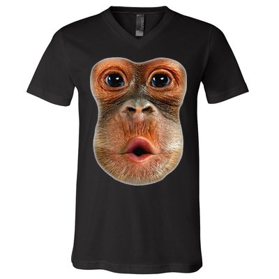 Monkey Face Breath Funny V-Neck T-Shirt