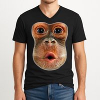 Monkey Face Breath Funny V-Neck T-Shirt