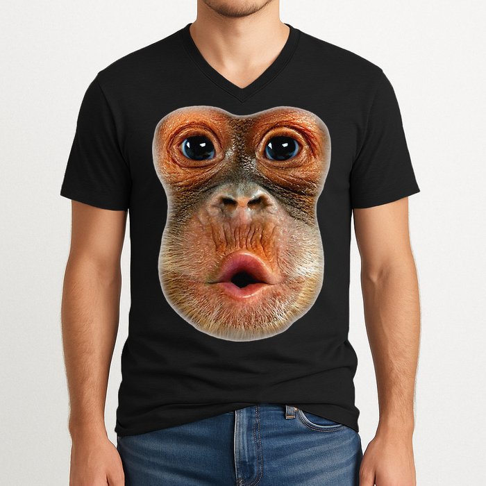 Monkey Face Breath Funny V-Neck T-Shirt