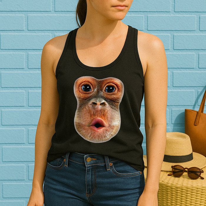Monkey Face Breath Funny Womens Tank Top