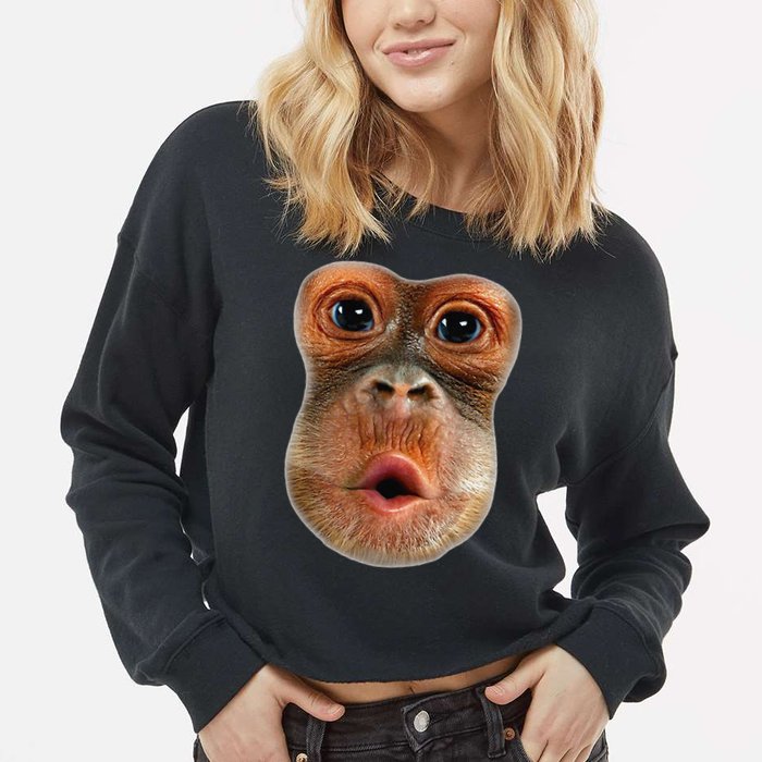 Monkey Face Breath Funny Cropped Pullover Crew