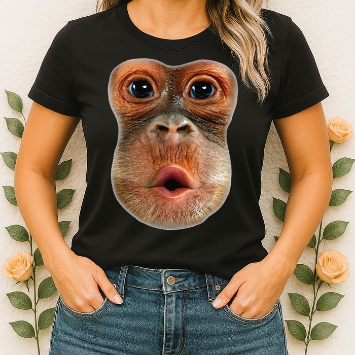 Monkey Face Breath Funny Womens T-Shirt