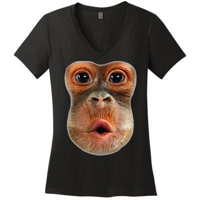 Monkey Face Breath Funny Women's V-Neck T-Shirt