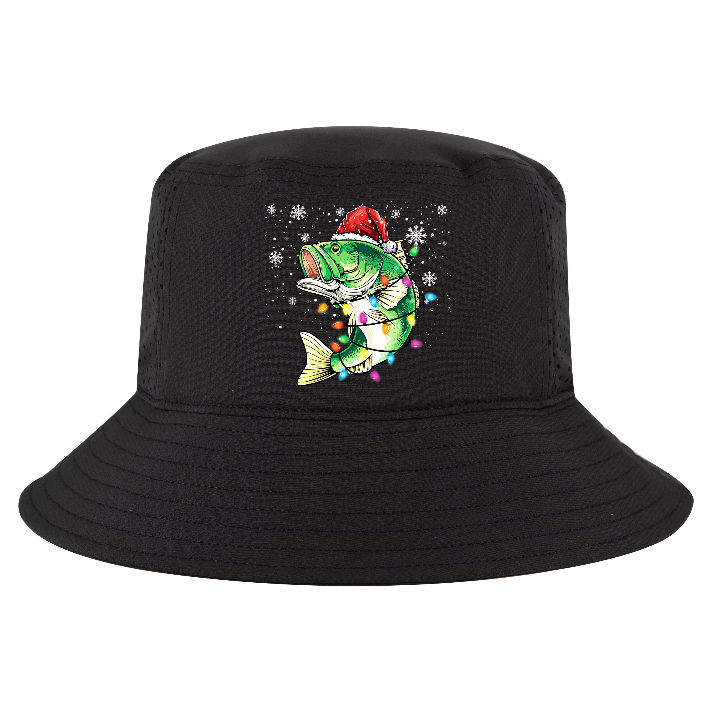 Merry Fishmas Bass Fish Fishing Christmas Ugly Sweater Xmas Cool Comfort Performance Bucket Hat
