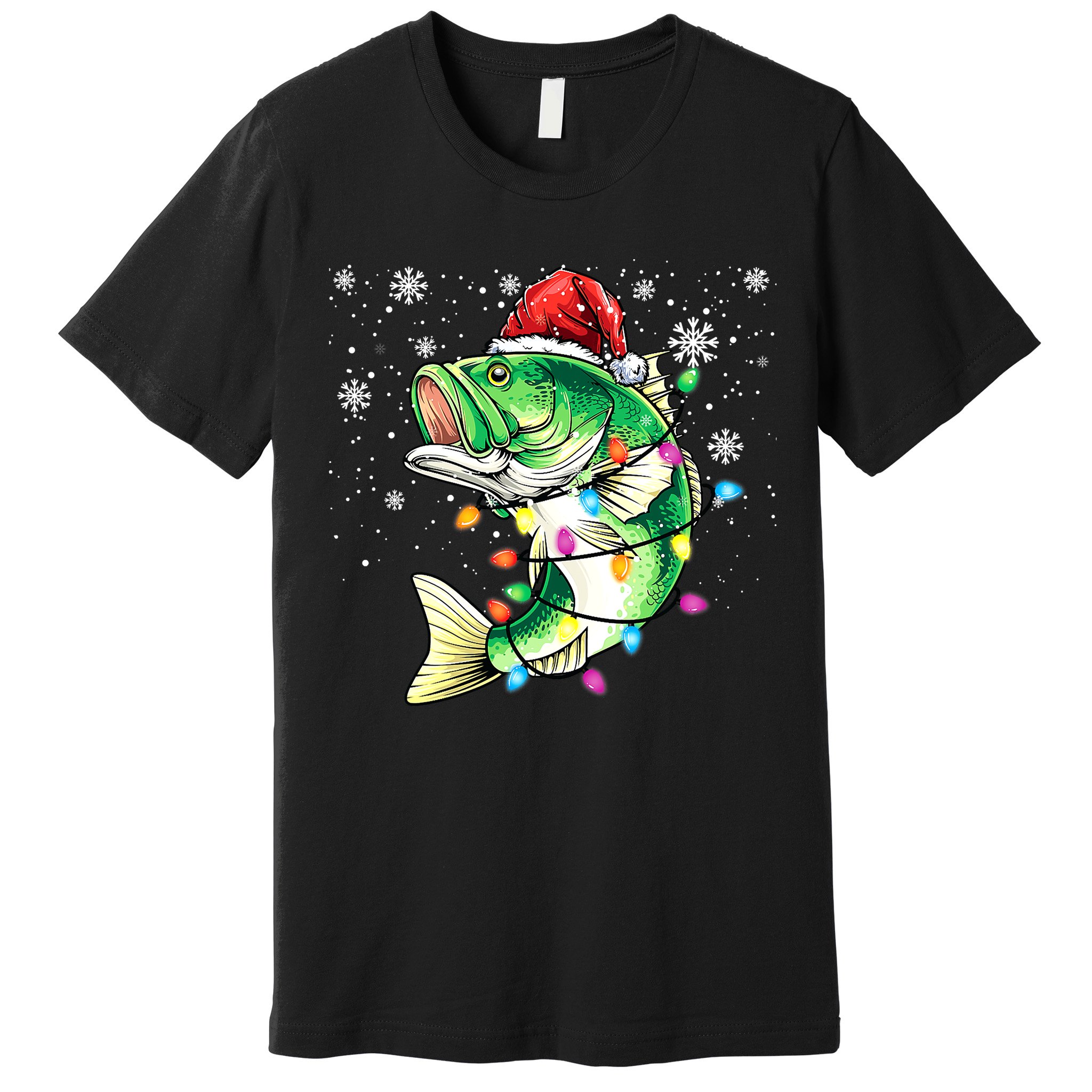 Merry Fishmas Bass Fish Fishing Christmas Ugly Sweater Xmas Premium T-Shirt
