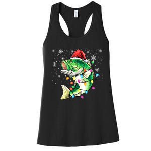 Merry Fishmas Bass Fish Fishing Christmas Ugly Sweater Xmas Women's Racerback Tank