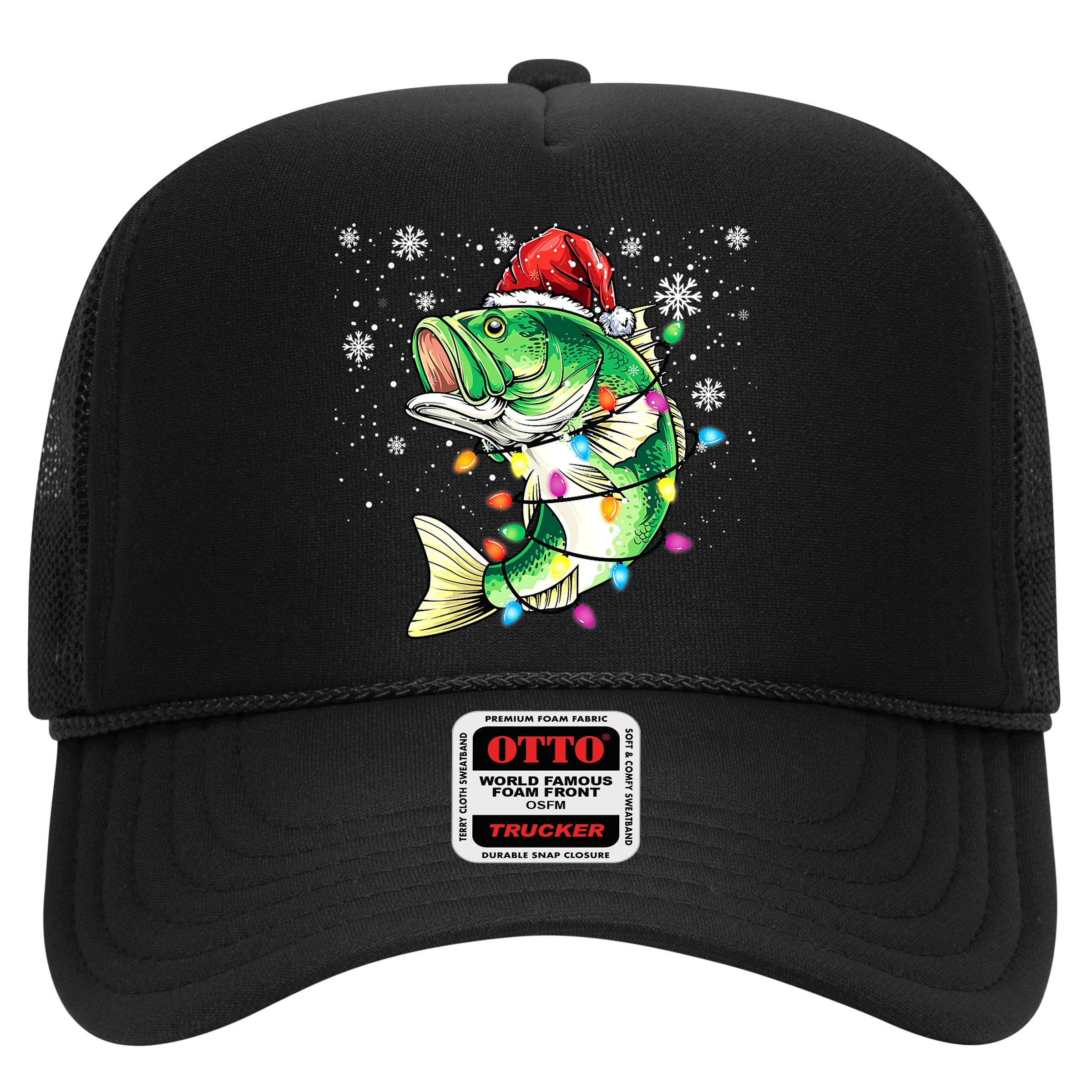 Merry Fishmas Bass Fish Fishing Christmas Ugly Sweater Xmas Hat