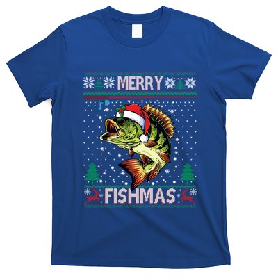 Merry Fishmas Bass Fish Fishing Christmas Ugly Xmas Gift T-Shirt