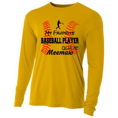 My Favorite Baseball Player Calls Me Meemaw Proud Love Gift Cooling Performance Long Sleeve Crew