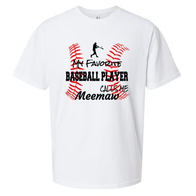 My Favorite Baseball Player Calls Me Meemaw Proud Love Gift Sueded Cloud Jersey T-Shirt