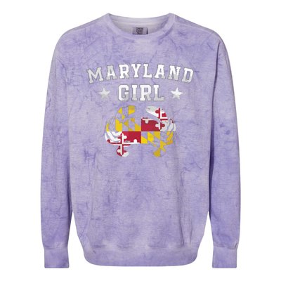 Maryland Flag Blue Crab State Pride Retro Tee Colorblast Crewneck Sweatshirt