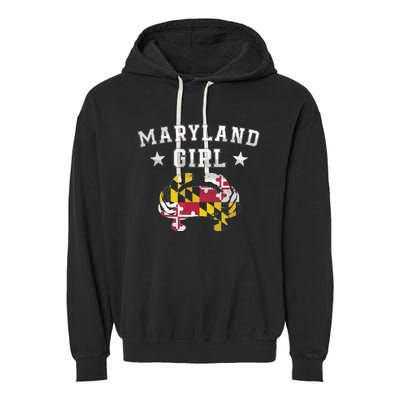 Maryland Flag Blue Crab State Pride Retro Tee Garment-Dyed Fleece Hoodie