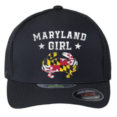 Maryland Flag Blue Crab State Pride Retro Tee Flexfit Unipanel Trucker Cap