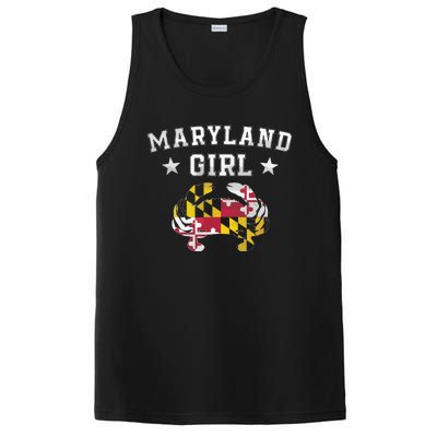 Maryland Flag Blue Crab State Pride Retro Tee PosiCharge Competitor Tank