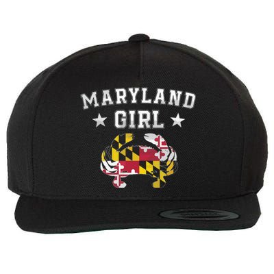 Maryland Flag Blue Crab State Pride Retro Tee Wool Snapback Cap