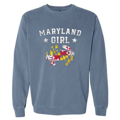 Maryland Flag Blue Crab State Pride Retro Tee Garment-Dyed Sweatshirt