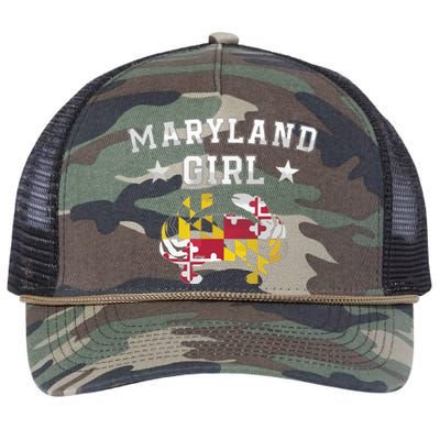 Maryland Flag Blue Crab State Pride Retro Tee Retro Rope Trucker Hat Cap