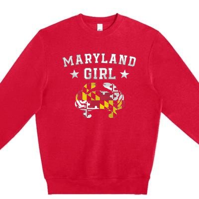 Maryland Flag Blue Crab State Pride Retro Tee Premium Crewneck Sweatshirt