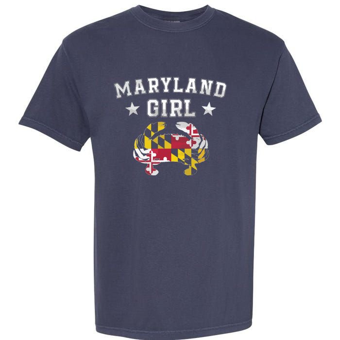 Maryland Flag Blue Crab State Pride Retro Tee Garment-Dyed Heavyweight T-Shirt