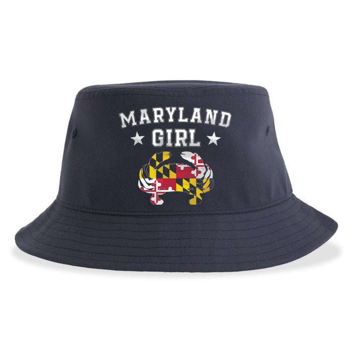 Maryland Flag Blue Crab State Pride Retro Tee Sustainable Bucket Hat