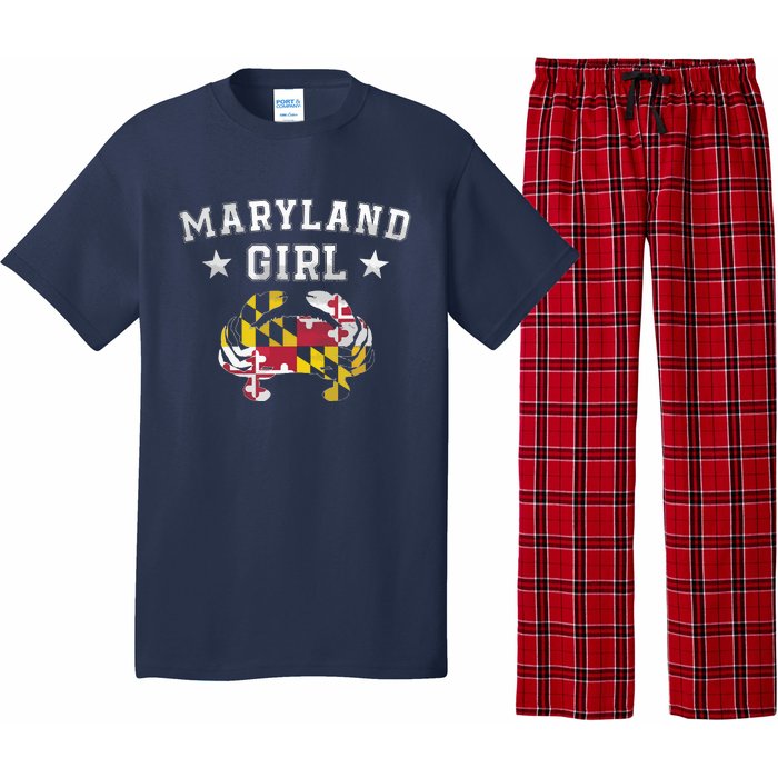 Maryland Flag Blue Crab State Pride Retro Tee Pajama Set