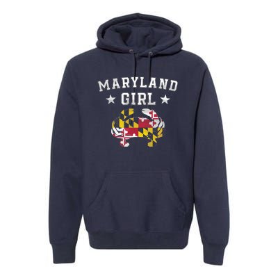 Maryland Flag Blue Crab State Pride Retro Tee Premium Hoodie