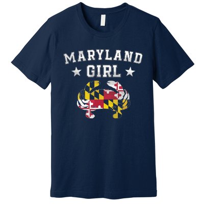 Maryland Flag Blue Crab State Pride Retro Tee Premium T-Shirt