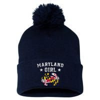 Maryland Flag Blue Crab State Pride Retro Tee Pom Pom 12in Knit Beanie