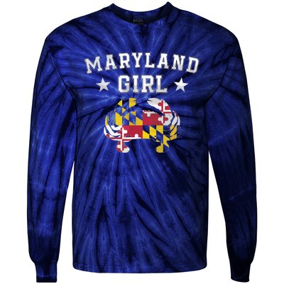 Maryland Flag Blue Crab State Pride Retro Tee Tie-Dye Long Sleeve Shirt