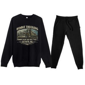 Men Funny Bandit Trucking 1977 Family Distressed Premium Crewneck Sweatsuit Set